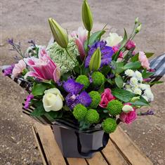 Florist Choice Hand Tied in Grey Hat Box