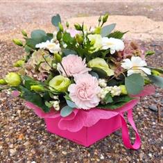 Florist Choice Petite Hatbox - Candy Pink